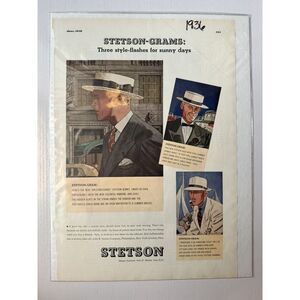 1936 Stetson Straw Hats Vintage Print Ad 10"x14" Royal Standard and Panama Hats